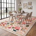 thumbnail image 3 of Lalado Floral Area Rugs, 8ft x 10ft Vintage Area Rugs for Living Room Bedroom Kitchen Indoor Home Decor, Washable Non-Slip Carpet, Pink, 3 of 11
