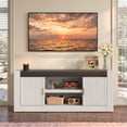 thumbnail image 6 of Bestier 59" TV Stand for TVs up to 65 Inch, Mid Century Modern Entertainment Center with Vertical Fluted Doors, Thick Panel Design, Storage Cabinets, Open Shelves for Living Room, White, 6 of 9