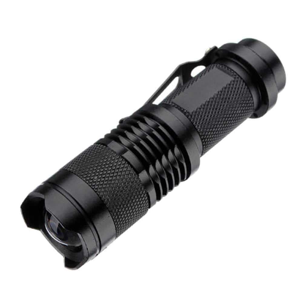 7W 1200lm 1-Mode Mini Zoomable CREE Q5 LED Metal Flashlight Torch Light Black 