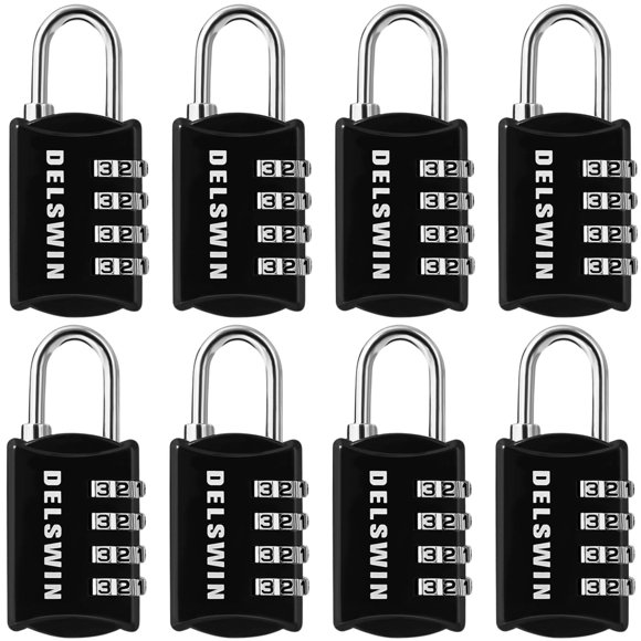 Cerradura para taquilla de gimnasio de 4 dígitos Delswin, 8 cerraduras combinadas reajustables para caja de herramientas, taquilla escolar, equipaje de viaje, mochila, cobertizo para puerta