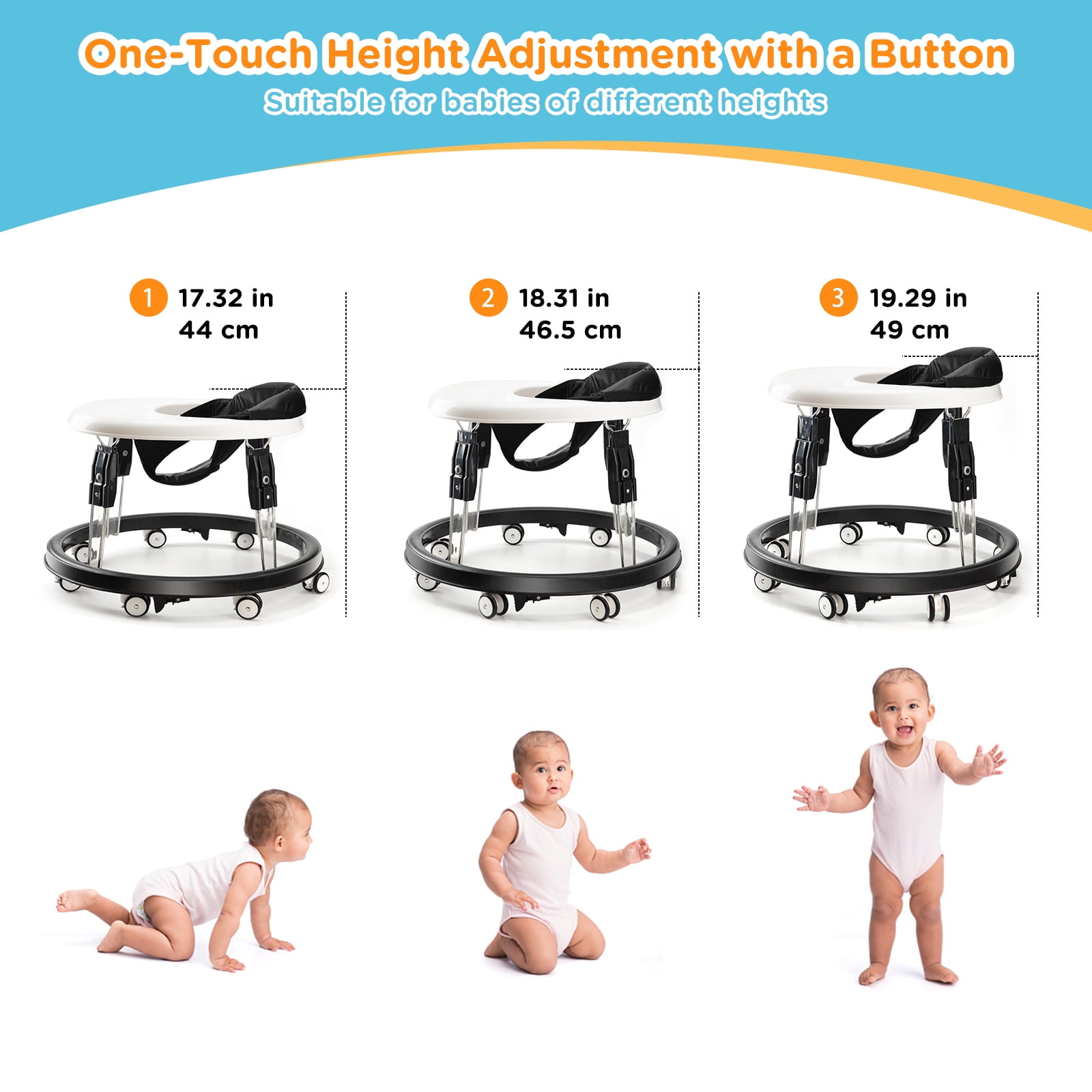 Baby walker height adjustment sale