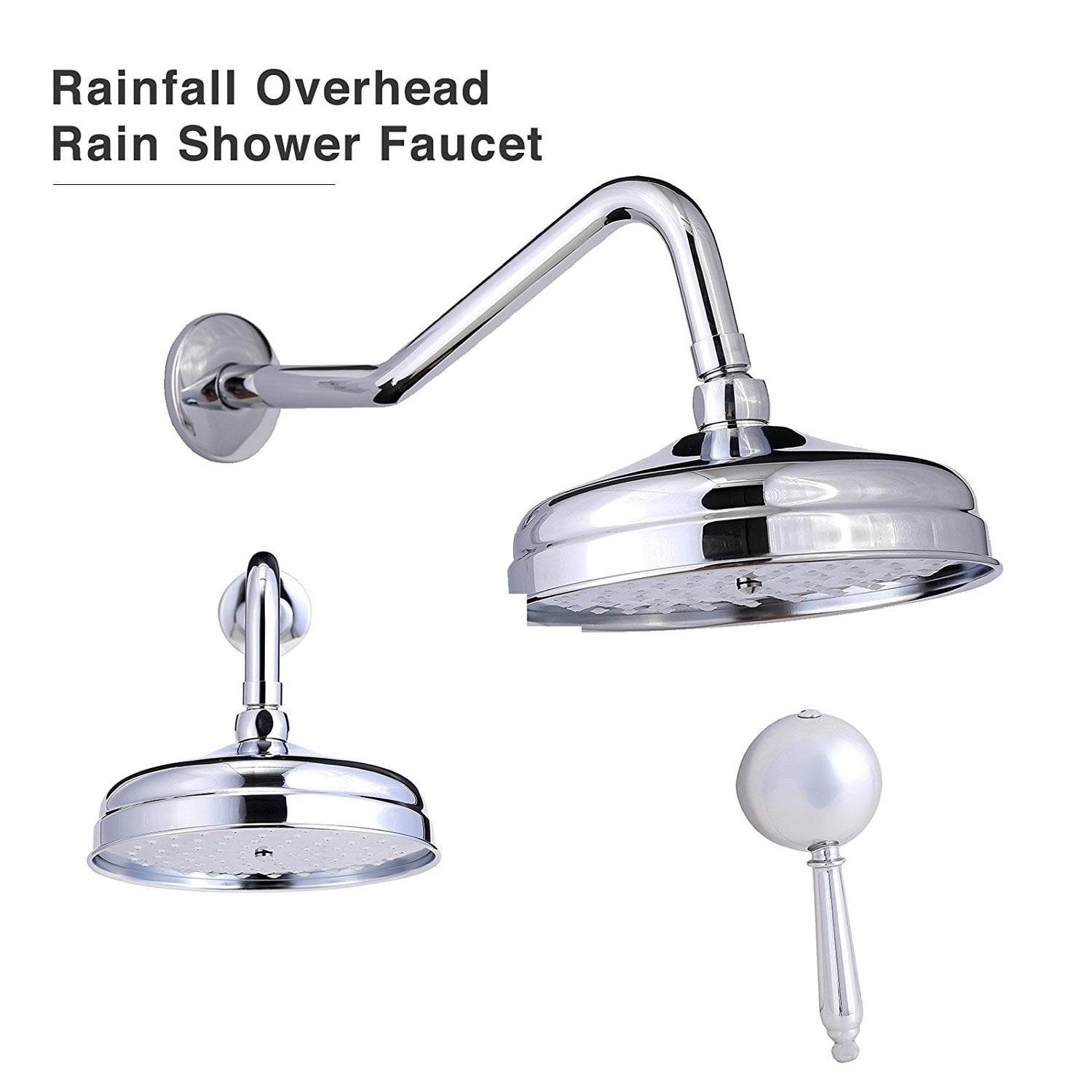 Rainfall Overhead Rain Shower Faucet Shower w/ Handshower 3 Colors