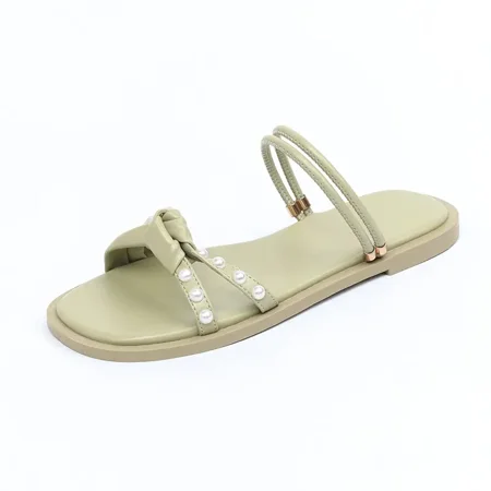 

Women‘s Trend Slippers Flat Faux Pearl Bow Decoration & Soft Bottom Flat Shoes Women‘s Footwear