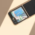 thumbnail image 6 of Genuine Leather Case Compatible with Samsung Galaxy Z Flip 5, Luxury Anti-drop Shockproof Plating Frame Ultra Slim Phone Case Cover for Samsung Galaxy Flip 5 2023 for Men Women, Black, 6 of 6