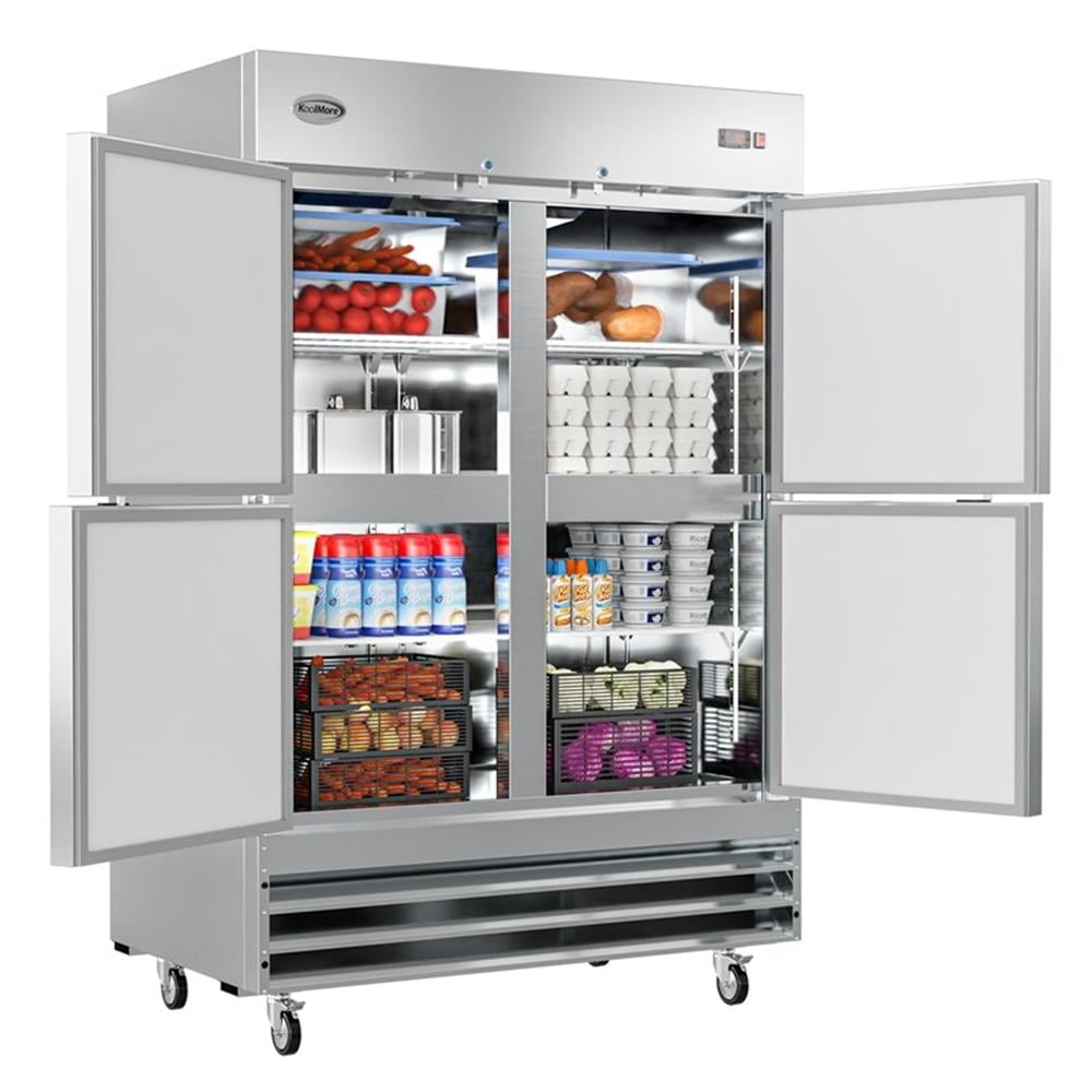 Pemberly Row Silver 54" Commercial Steel Half Door Reach-In Refrigerator