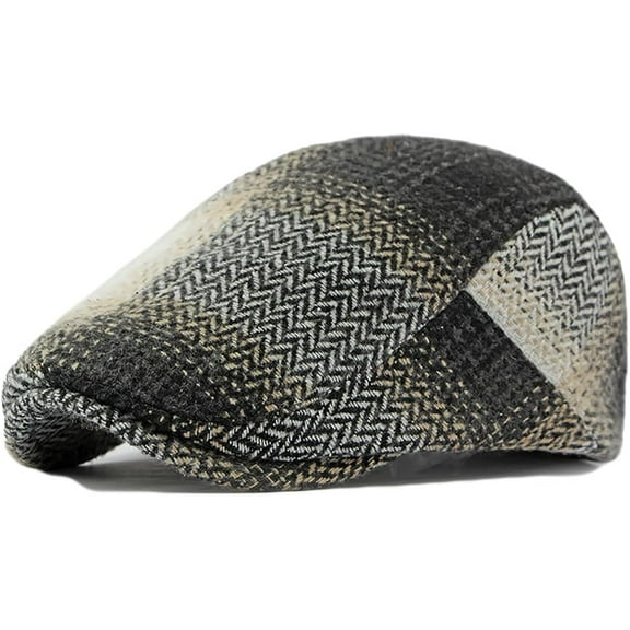 Adjustable Newsboy Caps for Men Wool Blend Tweed Ivy Gatsby Flat Cap Cabbie Beret Hat