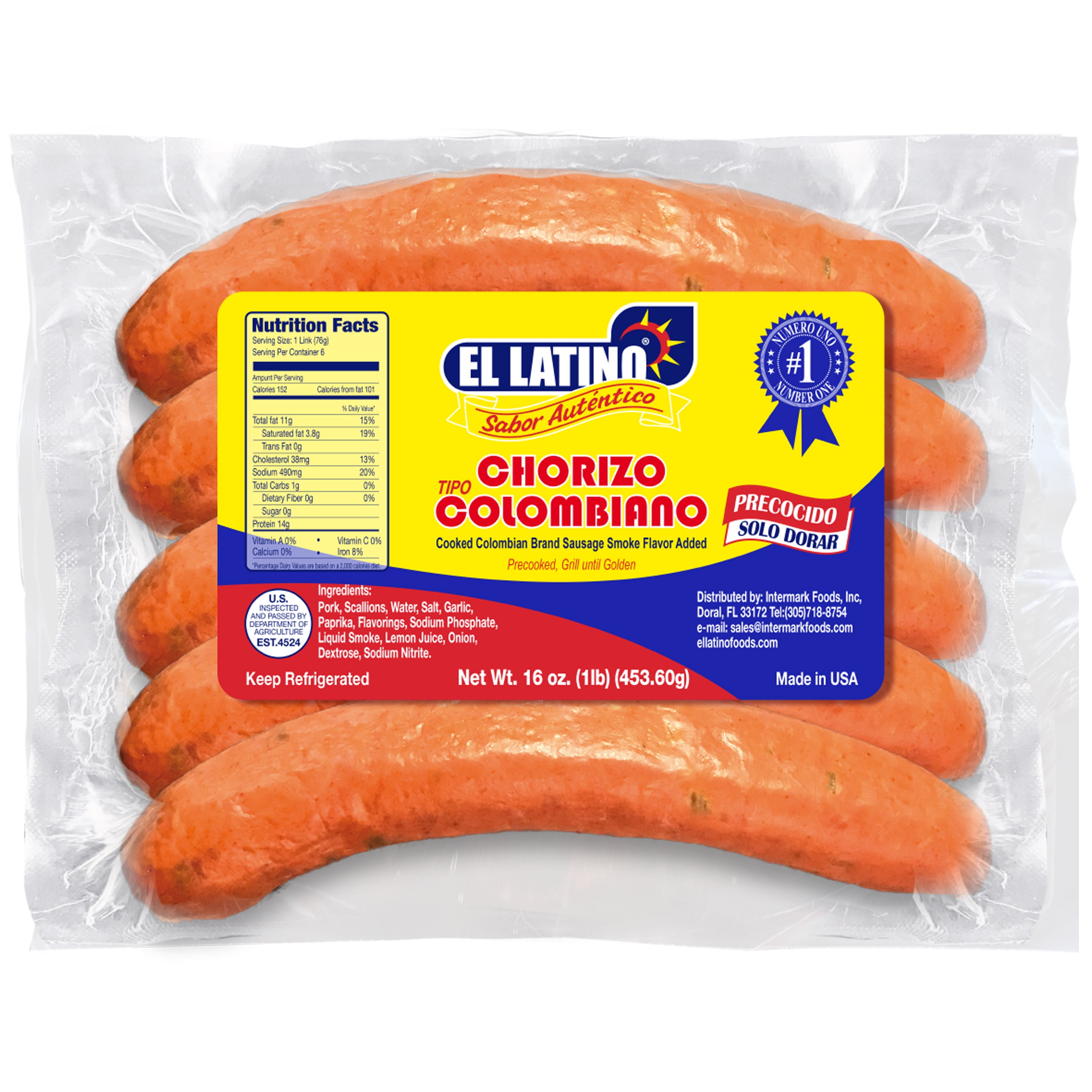 Intermark Foods, El Latino Chorizo, Pork, 16oz. (Fresh)
