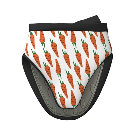 

Tebeau Carrot Print Short Oven Mitts Heat Resistant Silicone Kitchen Mini Oven Mitts Non-Slip Grip Surfaces and Hanging Loop Gloves