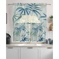 thumbnail image 2 of Green Blue Botanical Kitchen Curtains Sets 24 Inch Length with Valance, Summer Leaf Watercolor Swag Valances and Tiers Curtain Set Drapes Swag Curtains for Living Room, Bathroom, Bedroom, Cafe, 2 of 6