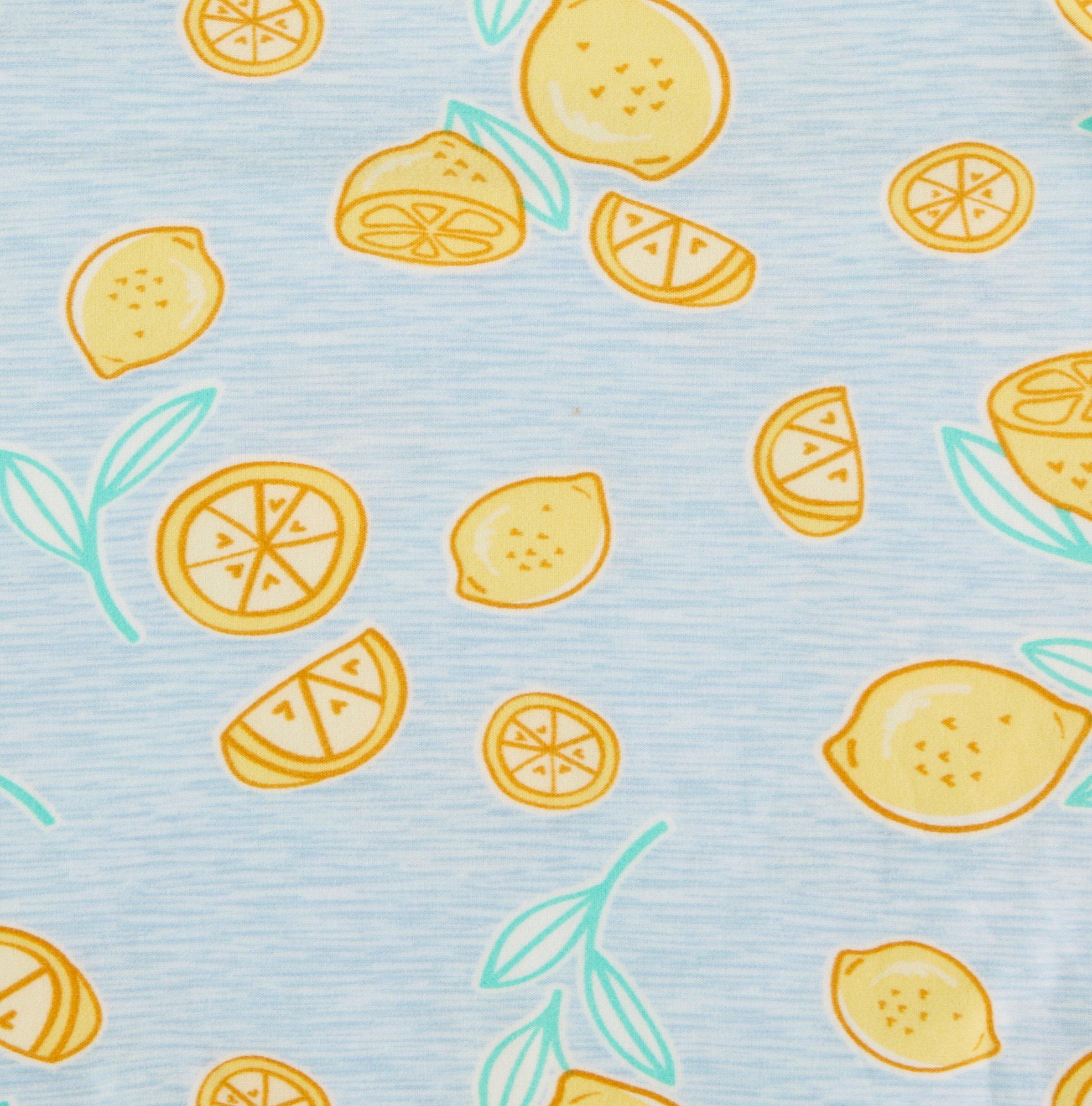 Derek Heart Juniors Lemon Print Henley Pajama Shorts Set