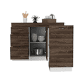 thumbnail image 6 of Modern Kitchen Base Cabinet, Three Drawers, Two Internal Shelves, White / Dark Walnut, 6 of 8