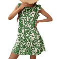 thumbnail image 4 of asddcavvf Dresses for Women Women's Spring/Summer Round Neck Flared Sleeve Floral Print Dress With R, 4 of 9