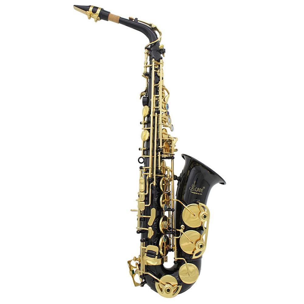 Flylapdo Golden Alto Saxophone Alto Saxophone Brass Engraved Dust Proof Wind & Woodwinds Instrument Case Included for Family Friends Children bearable