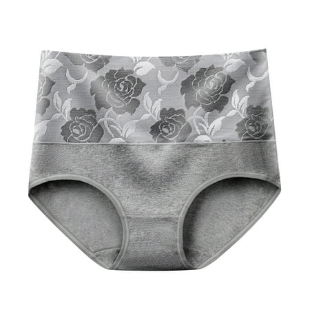 Sdeycui Women s Briefs Underwear Cotton High Waist Tummy Control Panties Rose Jacquard Ladies Panty Soft Comfy Underpants