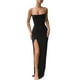 thumbnail image 2 of Vestido de mujer de una pieza con tirantes finos, corte ajustado, abertura hasta el muslo, vestido largo para fiesta, negro M, 2 of 13