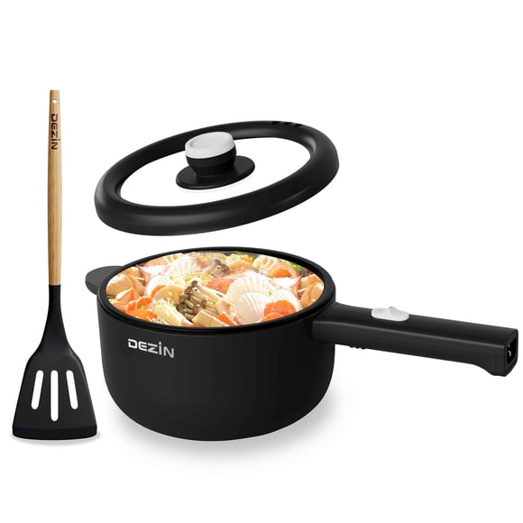 Dezin Electric Cooker, 2L Non-Stick Sauté Pan, Rapid Noodles Cooker, Mini Pot for Ramen with Power Adjustment, Dorm Room Essen