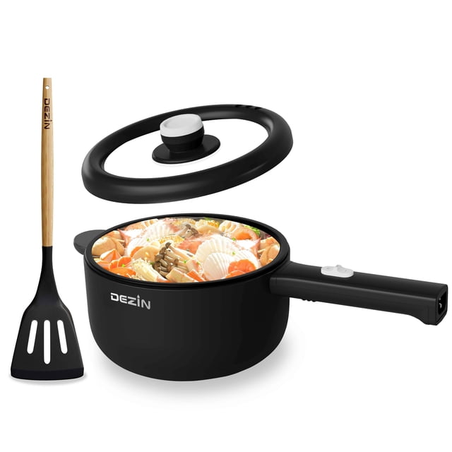Dezin Electric Cooker, 2L Non-Stick Sauté Pan, Rapid Noodles Cooker, Mini Pot for Ramen with Power Adjustment, Dorm Room Essen