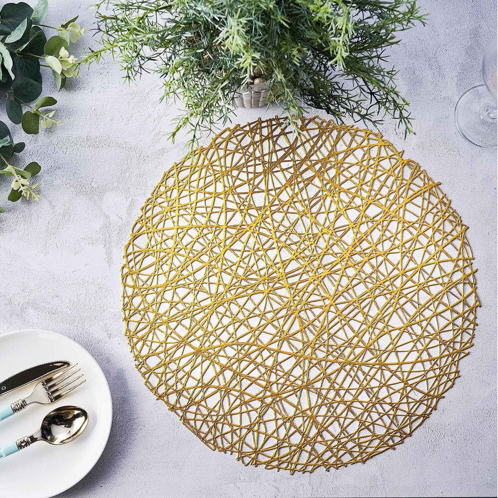 Dress Your Table Tableware Vintage Set of 4 Woven Rattan Teal Charger Plates Dining Placemats Table Design Place Setting