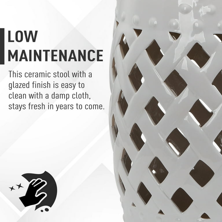 EFU Resin Garden Stool Indoor Outdoor,Faux Ceramic Drum Stool