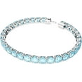 thumbnail image 2 of Sterling Silver Blue Topaz Gemstones Round Cut Crystal Links Matrix Rhodium Plated Tennis Bracelet, 7 inch, 2 of 2