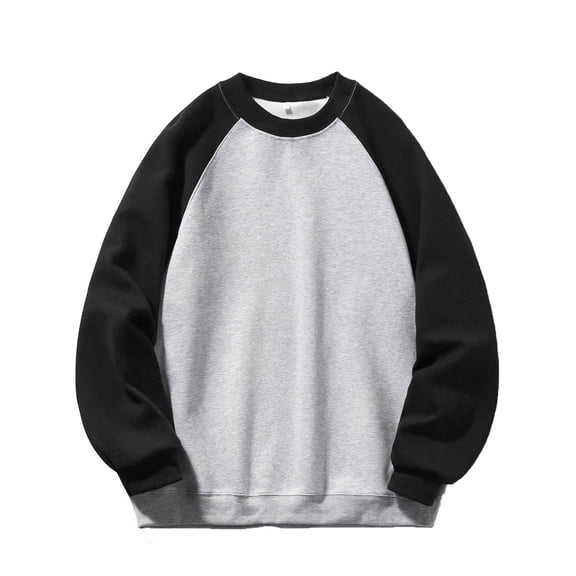 Eagokdc Mens Work Tops Casual Long Sleeves Sports Top Round Neck Cotton Big and Tall Shirt Size M-5XL