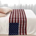 thumbnail image 3 of Bed Runner Scarf for Cal.King Size Bed, American Flag Beds Scarf Throws for Foot of Bedding, Vintage Brick Wall Star Striped Red Blue Decorative Beds Runners for Bedroom Guestroom, 102"x20", 3 of 8
