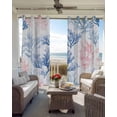 thumbnail image 6 of Blue Pink Coral Kitchen Curtains Beach Ocean Summer Coastal Cafe Short Curtains for Bathroom Blackout Window Curtain Grommet Small Window Treatment Tier Drapes for Bedroom Living Room 52"x45"x2, 6 of 9