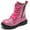 Glitter Pink, variant on Boys Girls Ankle Boots Combat Boots Waterproof Boots with Side Zipper Glossy Black 3 Little Kid