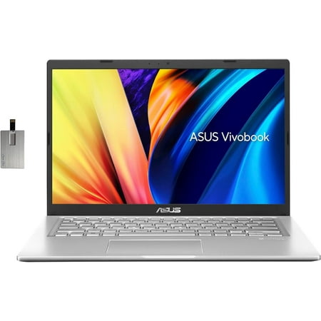 ASUS VivoBook Laptop, 14" HD Display, Intel Core i3-1115G4 Processor, Intel UHD Graphics 770, Bluetooth, Windows 11, Transparent Silver, 32GB Hotface USB Card (16GB DDR4 | 256GB PCIe SSD)