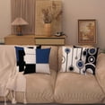 thumbnail image 5 of Dark Blue Geometric Pillow Covers 18x18 Set of 4, Decorative Couch Throw Pillow Cover for Sofa Bedroom,Linen Farmhouse Cushion Case Outdoor Home Decoration, 5 of 6
