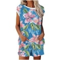 thumbnail image 2 of Womens 2 Piece Outfits Two Piece Summer Outfit Women Short Sets Shorts and Top Set for Women Casual Sets for Women 2 Piece Casual Home Short Sleeved Round Neck Pajama with Pants Home Set, 2 of 5