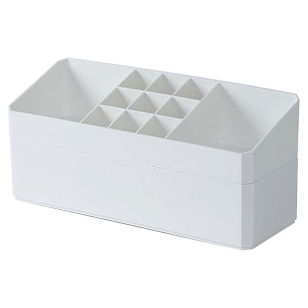 Seitruly Estuche Caja Almacenamiento de maquillaje Rejilla Joyas Escritorio Cosméticos Organizador Contenedor Lipstics Colgantes Titular Bolsas de maquillaje Blanco