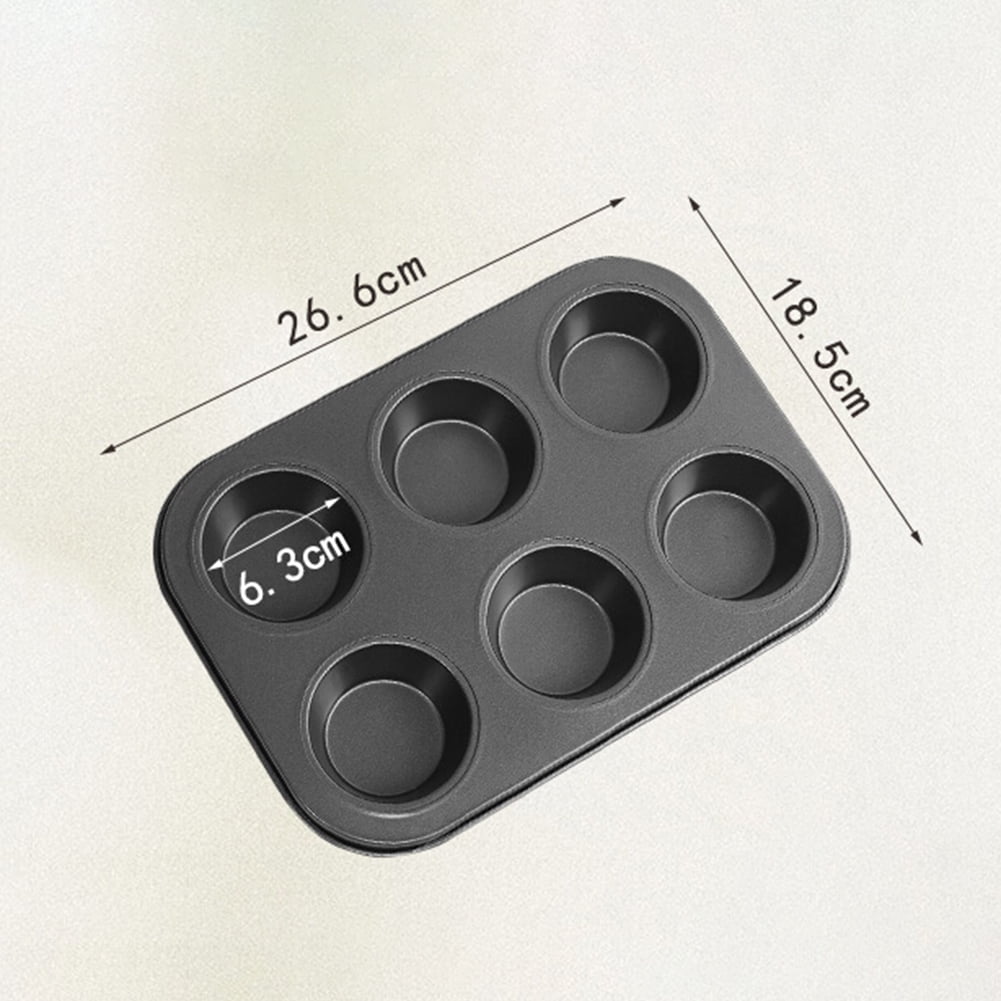 6 Cup Muffin Baking Tray Tin Cupcake Fairy Cakes Buns Non-Stick Stainless Steel 