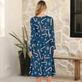 thumbnail image 4 of Women's Christmas Printed Fashionable Loose Round-Neck Dress for Casual Comfort and Holiday Festivities with Vintage Print,Royal Blue,L, 4 of 5
