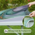 thumbnail image 6 of Green Purple Gold Marble Pattern Square Fitted Tablecloth with Elastic Edge,Square Table Cover,Washable Elastic Table Cover for Home Kitchen Party Decor 34"x34", 6 of 6