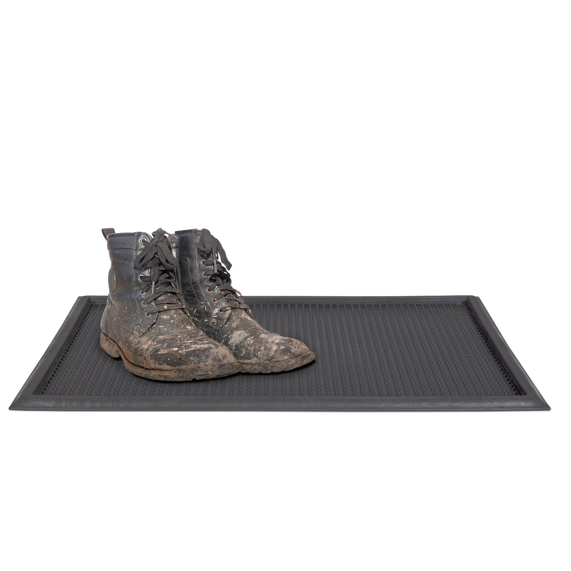 Ottomanson Easy Clean, Waterproof Indoor/Outdoor Rubber Boot Tray, 15 x 30, Black