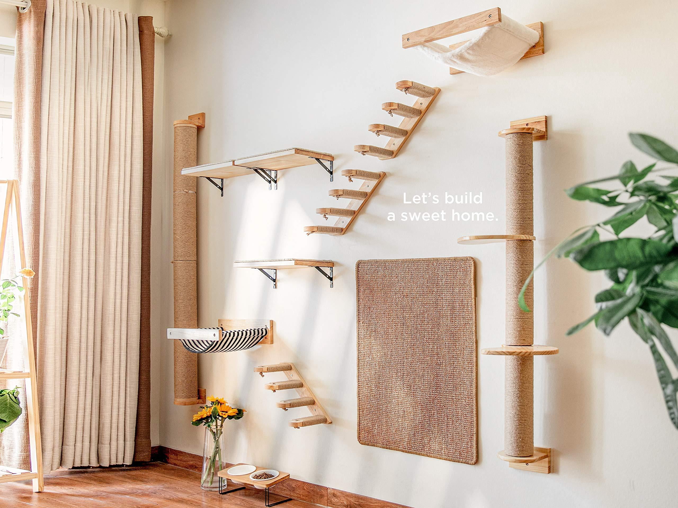 Cat Hammock M-White Flannel Wall Mounted Perch for Sleeping Playing Lounging
