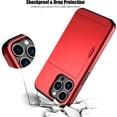 thumbnail image 3 of KOMI pour iPhone 13 Pro Étui avec Porte-Cartes [Ranger 5 Cartes] Double Couche Robuste Antichoc Étui Portefeuille iPhone 13 Pro avec Fente pour Carte Cachée Grand Étui de Rangement pour iPhone 13 Pro (Rouge), 3 of 5