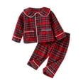 thumbnail image 1 of Gupgi Pyjama de Noël pour Filles Enfants à Carreaux Rouges Tenue de Nuit Tout-Petits Hauts à Manches Longues avec Pantalon à Taille Élastique, 1 of 1
