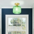 thumbnail image 2 of River of Goods Ignace  Brushed Gold Metal 10-Inch Ceiling Light with Green Glass Globe Shade - 8" x 8" x 10", 2 of 5
