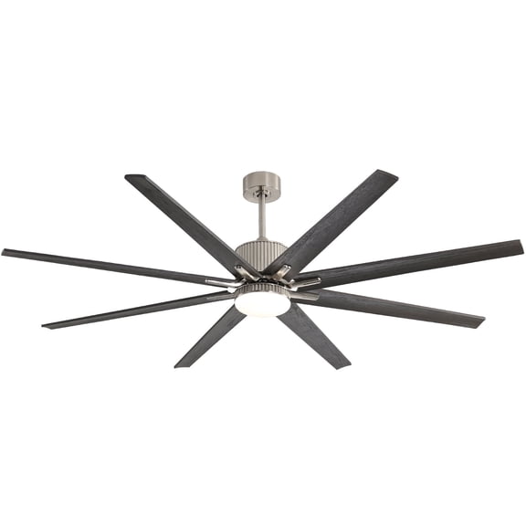 Sofucor 76 Inch Large Industrial Ceiling Fan with Light, Smart Fan with Remote & APP Control, Compatible with Alexa Google, Solid Wood 8 Blade, 3 Downrod