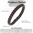 thumbnail image 2 of Men's Premium Leather and Stainless Steel Time Line Bracelet - Elegant Black and Brown Wristband - Perfect Bracelet, 2 of 7