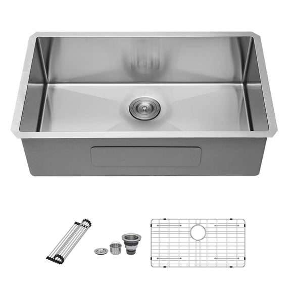 Acpouw Undermount Kitchen Sink - 32"x18"x9" Stainless Steel 16 Gauge Deep Single Bowl Sinks