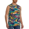 thumbnail image 2 of Pofeuu Colorful Carp Streamer Print Men's Muscle T-Shirt, Sleeveless, Muscle Tank, Classic Muscle Tee Top For Men Casual Sleeveless Muscle T-Shirt Trendy Clothes-X-Large, 2 of 7