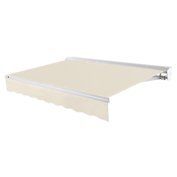Awntech 14 Ft Destin Left Motorized Heavy Duty Patio Retractable Awning with Protective Hood (168in x 10.38in x 120in), Linen