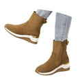 thumbnail image 3 of Fashionable Solid Color Suede Side Zipper Ankle Boots Comfortable Warm Winter Booties for Casual Outdoor Footwear, 3 of 9