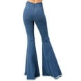 thumbnail image 3 of Purple Candy Womens Juniors Denim High Rise Split Flares (Small, Medium Blue), 3 of 4