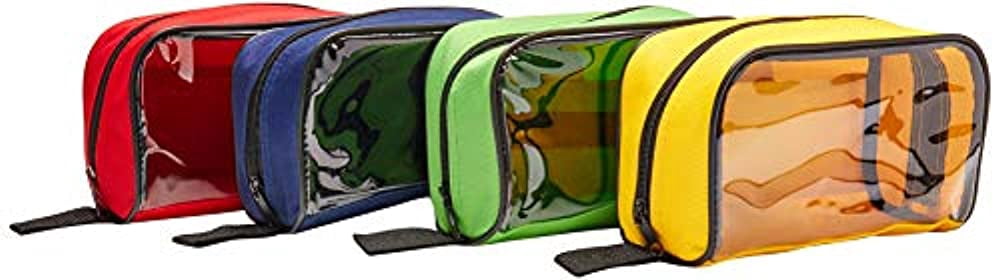 Lightning X Color Coded First Aid Medical Kit Accessory Pouches - Zippered Bag w/ Transparent Window - Set of 4
