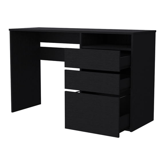 Xukmct 3 Drawers Computer Desk with 1 Shelf, Writing Table for Home Office, Black
