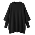 thumbnail image 7 of Vivianyo HD Women's Crew Neck Oversized Knit Tunic Sweater, Batwing Long Sleeve Loose Fit Pullover For Women, Fall Winter Longline Top for Brunch Meetings and City Walks, Size S-3XL, 7 of 7